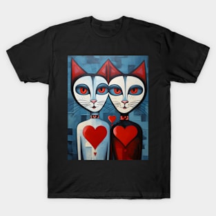 Whimsical Valentines Day Cats T-Shirt